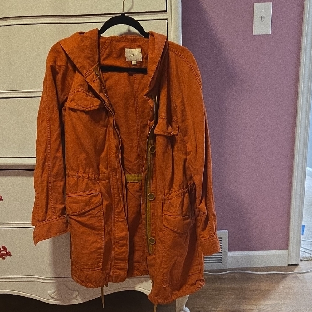 LOFT Orange Utility Jacket with Hood
